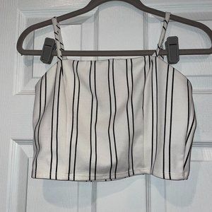 Black and White Striped Crop Top